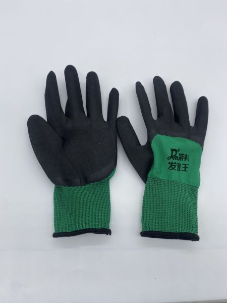 Перчатки нейлон зелёно-чёрные BS-03 (720)