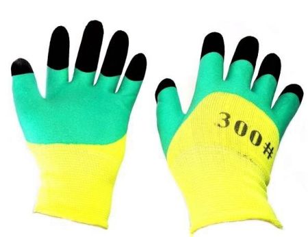 Перчатки нейлон,вспененный латекс,пальчики (зел-черн) (12/600)