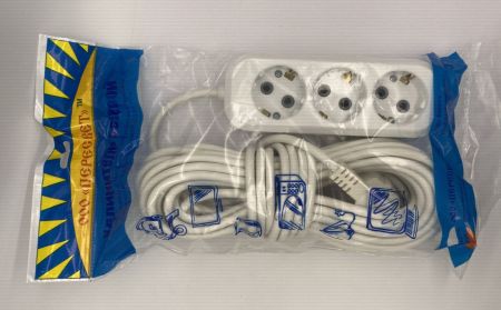 Удлинитель ПЕРЕСВЕТ 3*10м (50шт) (простая колодка)